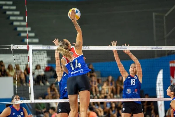 volleyball player spike action